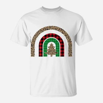 Merry Christmas Rainbow Leopard Christmas Tree Xmas Gifts T-Shirt | Crazezy
