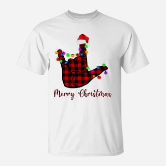 Merry Christmas Sign Language Asl Santa Hat Sweatshirt T-Shirt | Crazezy