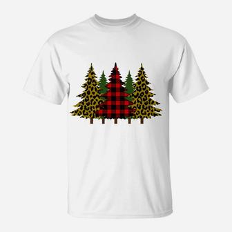 Merry Christmas Tree Leopard And Buffalo Plaid Xmas Tree Sweatshirt T-Shirt | Crazezy DE
