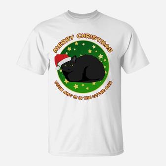 Merry Christmas Your Gift Is In The Litter Box Cat Xmas Sweatshirt T-Shirt | Crazezy