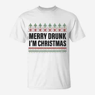 Merry Drunk I'm Christmas Funny Xmas Gift Drinking T-Shirt | Crazezy