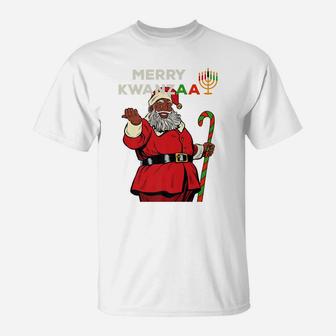 Merry Kwanzaa Santa Black Christmas African American T-Shirt | Crazezy
