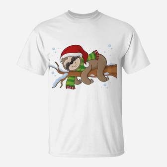 Merry Slothmas Cute Sloth Wear Santa Hat Cute Christmas Gift T-Shirt | Crazezy CA