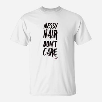 Messy Hair Dont Care Off Shoulder T-Shirt | Crazezy