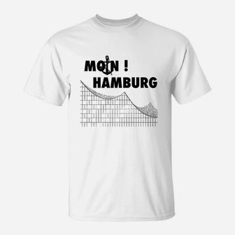 Moin Hamburg Skyline T-Shirt, Maritime Stadtansicht Tee - Seseable