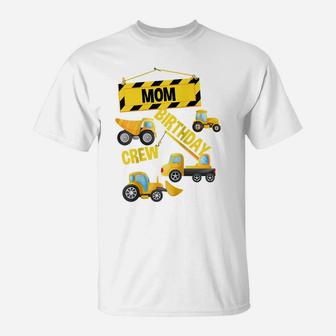 Mom Birthday Crew Construction Truck Birthday Party Digger Raglan Baseball Tee T-Shirt | Crazezy