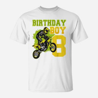 Motocross Mx 8Th Gift 8 Year Old Dirt Bike Birthday Party T-Shirt | Crazezy