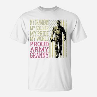 My Grandson My Soldier Hero Proud Army Granny Shirt Gift T-Shirt | Crazezy