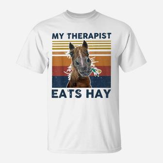 My Therapist Eats Hay Horse Flower Vintage T-Shirt | Crazezy