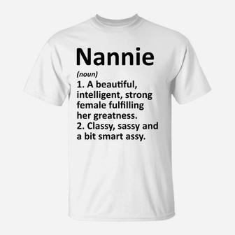 Nannie Definition Personalized Name Funny Christmas Gift T-Shirt | Crazezy