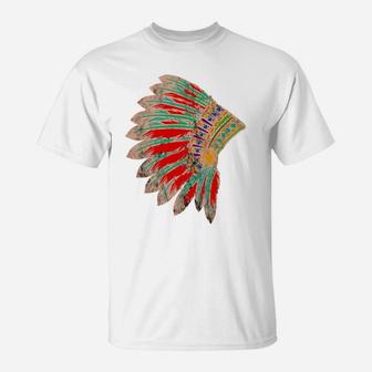 Native American Indian Tribes Feather Headdress Pride Chief T-Shirt | Crazezy