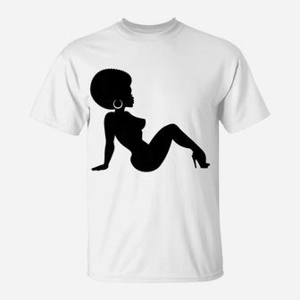 Natural Hair Afro Female Mudflap Girl Silhouette T-Shirt | Crazezy UK