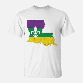 New Orleans Louisiana Map Jester Funny Mardi Gras Carnival T-Shirt - Thegiftio UK