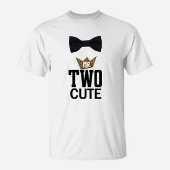 Noah Boytique Boys 2Nd Birthday Two Cute Black And Gold Bow Tie T-Shirt | Crazezy