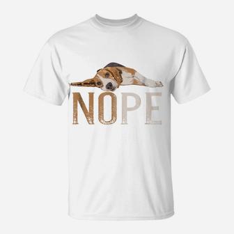 Nope Lazy Beagle Dog Puppy Pet Animal Fur Paw Tee T-Shirt | Crazezy AU
