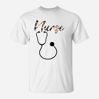 Nurse Gift Rn Lpn Cna Healthcare Cheetah Heart Leopard Funny T-Shirt | Crazezy AU