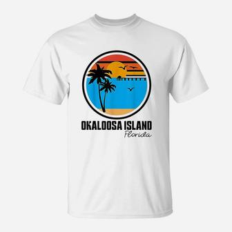 Okaloosa Island Florida Sunset Ocean Palm Tree Fishing T-Shirt | Crazezy CA