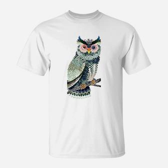 Owl Floral Folk Art T-Shirt | Crazezy AU