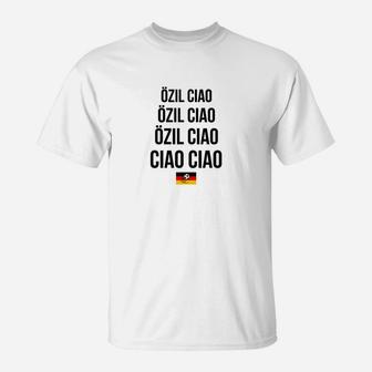 Özil Ciao-Print Fanshirt mit Deutschlandflagge – Weiß - Seseable
