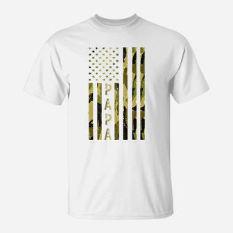 Papa American Flag Camo Grandpa Dd Gift For Men T-Shirt | Crazezy