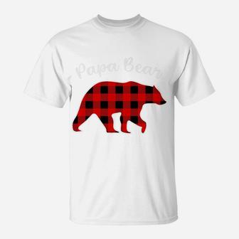 Papa Bear Red Plaid Buffalo Family Christmas Pajama Gift T-Shirt | Crazezy UK