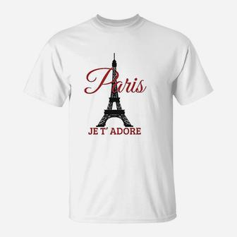 Paris Je T'adore France Eiffel Tower French T-Shirt | Crazezy