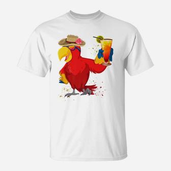 Parrots Drinking Margarita Hawaiian Birds Funny Family Cute T-Shirt | Crazezy UK