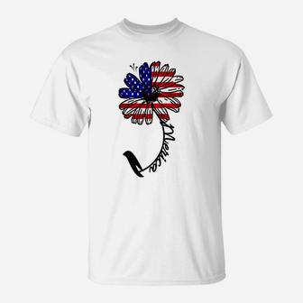 Patriotic Daisy Flag Merica Cute 4Th Of July Womens Gift T-Shirt | Crazezy