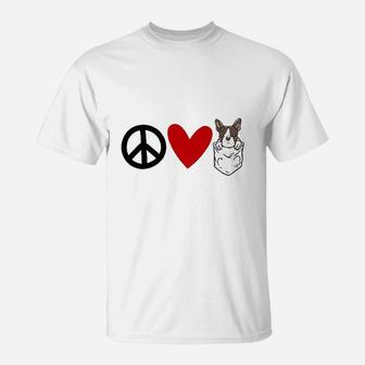 Peace Love Boston Terrier T-Shirt | Crazezy