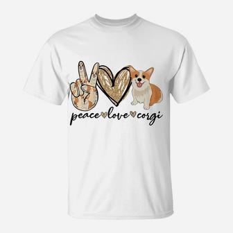 Peace Love Corgi Funny Dog Mom Mother's Day Gift Corgi Lover Raglan Baseball Tee T-Shirt | Crazezy UK