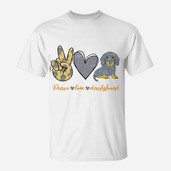 Peace Love Dachshund Dog Shirt Funny Dachshund Lover Gifts Sweatshirt T-Shirt | Crazezy DE