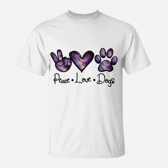 Peace Love Dogs Lover Puppy Paw Dog Funny Dog Lover T-Shirt | Crazezy DE