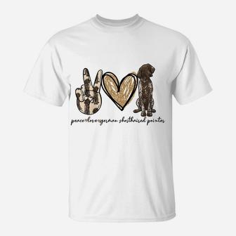 Peace Love Gsp German Shorthaired Pointer Dog Lover Gift Raglan Baseball Tee T-Shirt | Crazezy