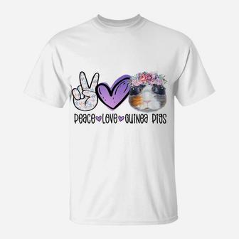 Peace Love Guinea Pigs Funny Guinea Pigs Lover Christmas T-Shirt | Crazezy CA