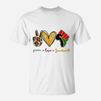Peace Love Juneteenth T-Shirt | Crazezy DE
