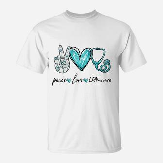 Peace Love Lpn Nurse Hand Sign Peace Lovers T-Shirt | Crazezy UK