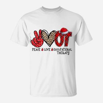 Peace Love Occupational Therapy Buffalo Plaid Christmas Xmas T-Shirt | Crazezy