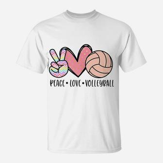 Peace Love Volleyball Cute Design For Women Teen Little Girl T-Shirt | Crazezy DE