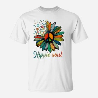 Peace Sign Hippie Soul Tshirt Flower Daisy Lovers Gifts T-Shirt | Crazezy