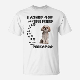 Peekapoo Saying Mom Dad Costume, Cute Poodle Pekingese Dog T-Shirt | Crazezy