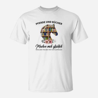 Pferde und Bücher T-Shirt für Bücherliebhaber und Pferdefreunde - Seseable