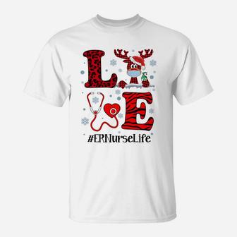 Ph Love Reindeer Er Nurse Christmas Red Plaid Leopard Gift Sweatshirt T-Shirt | Crazezy