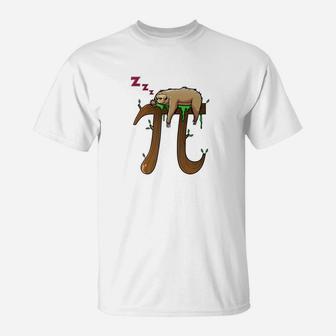 Pi Day Kids Sloth Sleeping Pi Math Geek Girls Boys T-Shirt - Thegiftio
