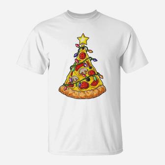 Pizza Christmas Tree Lights Xmas Men Boys Crustmas Gifts T-Shirt | Crazezy DE