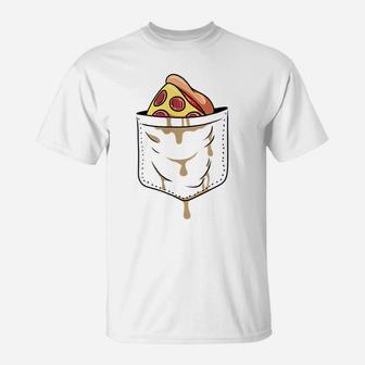Pizza Pie Pepperoni Fast Food Slice Pocket T-Shirt | Crazezy