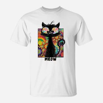 Psychedelic Cat Shirt | Colored Cat Tee | Funny Cat Tee T-Shirt | Crazezy