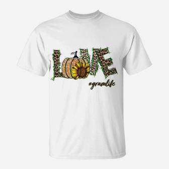 Pumpkin Love Gram Life Autum Sunflower Grandma Sweatshirt T-Shirt | Crazezy CA