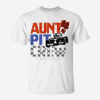 Race Car Themed Birthday Party Gift Aunt Pit Crew Costume T-Shirt | Crazezy