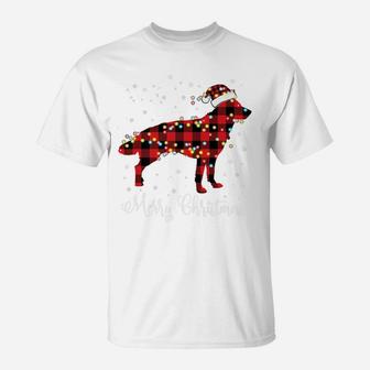 Red Plaid Buffalo German Shepherd Merry Christmas Pajamas T-Shirt | Crazezy