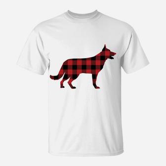 Red Plaid German Shepherd Dog Xmas Matching Family Christmas Sweatshirt T-Shirt | Crazezy DE